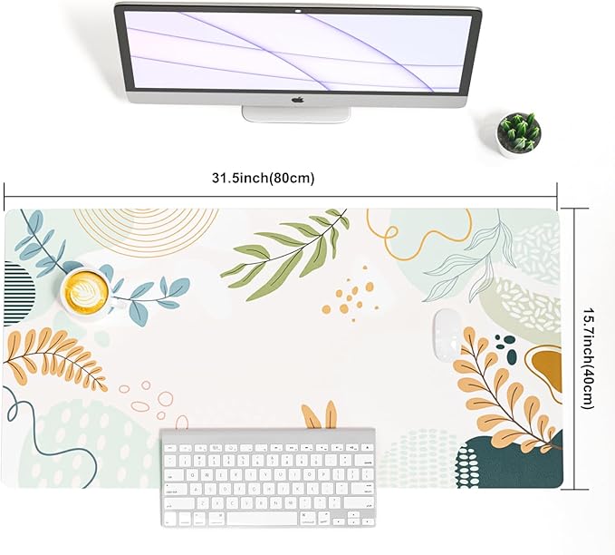 Colorful Star Large Mouse Pad, Abstract Botanical Waterproof Desk Mat, Boho Computer Gaming Mouse Pad, Minimalist XXL Full Desk Mousepad Non Slip Desk Pad for School Office Home 31.5" x 15.7"
