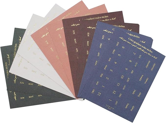 10 Sheets Self Adhesive Tabs Gradient Color Stickers Monthly Calendar Index Tabs for Planners, Journal, Notebook, Agendas and Organizers, Office Supplies (Knight)