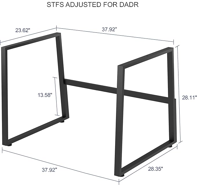 Rocelco 37.5" Height Adjustable Standing Desk Converter with Floor Stand Bundle - Slide Out Retractable Keyboard Tray - Sit Stand Up Dual Monitor Riser - Computer Workstation - Black (R DADRB-STFS)