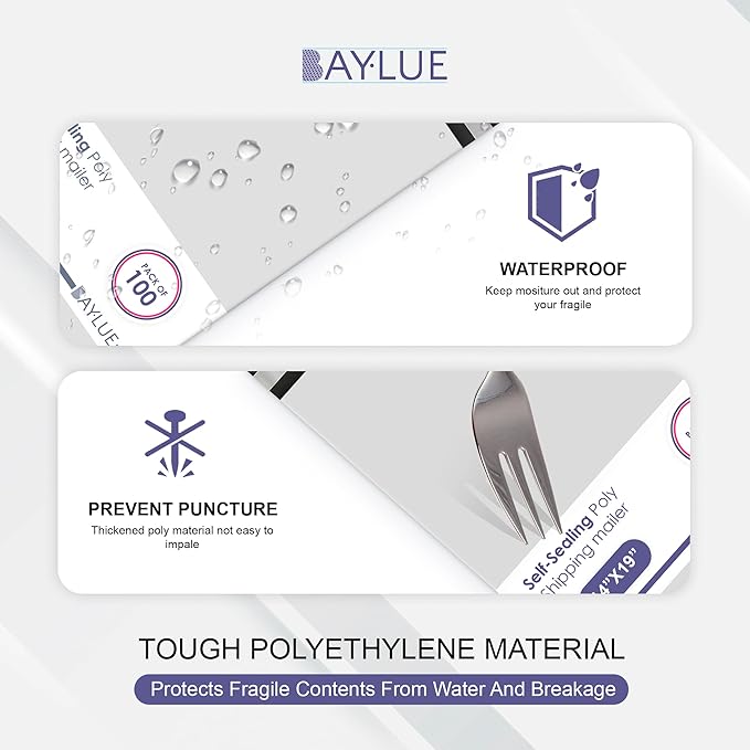 White Large Poly Mailers 14.5x19 Inch | Strong Adhesive Self-Seal Mailer Bag | Tear, Tamper, Water Resistant Shipping Envelopes | Thick Strong polymailer Bags | Clothing Shipping Bags | 500 Pcs Bulk