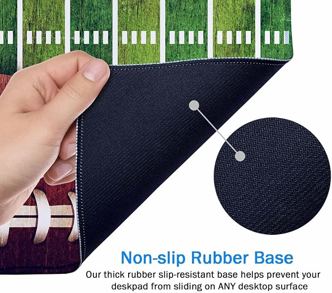 Gaming Mouse Pad Large, Keyboard Mouse Mat Desk Pad, Non-Slip Rubber Base with Stitched Edges Mousepad, 31.5X15.7 inch American Football Field and Ball