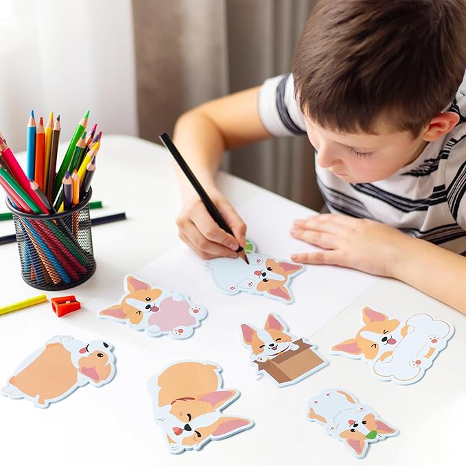 Xqumoi 30 Pack Corgi Sticky Notes - Cute Cartoon Corgi Self Sticky Notepads Writing Memo Pads Animal Page Marker for Back to School Office Supplies Party Favors Goodies Bag Fillers, Total 600 Sheets