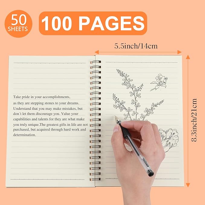 Yahenda Spiral Notebook Bulk A5 College Ruled Journals Notebooks Lined 8.3 x 5.5 Inch Note Books Composition Writing Thick Paper Notebook for Office Business School Gifts Supplies(Assorted Color, 54