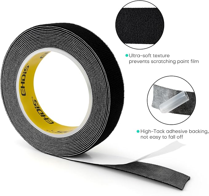 EHDIS 2 Roll Self-Adhesive Felt Strips Tape Customizable Uncut Wrap Squeegee Buffer for Squeegee Edge Wrapping, 1” Inch x 16 ft Roll, Furniture Scuff Pads to Protect Floor (Black)