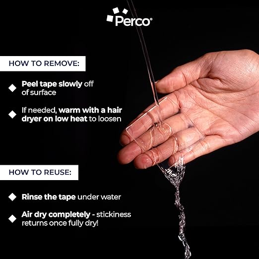 Perco Nano Double Sided Tape Squares, Clear Tape, 30 2"x2" Pre-Cut Mounting Squares – Strong Adhesive for Medium Items, Wall Décor, Mirrors, Posters, Photos, Crafts, Home, Office, DIY Projects