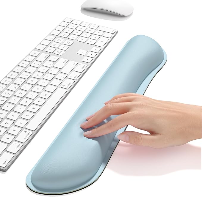 Dapesuom Enlarge Keyboard Wrist Rest, Memory Foam Keyboard Wrist Cushion for Computer Desk Mats Support, Typing Pain Relief Ergonomic Mouse Pad Rests with Non-Slip Base for Gaming, Laptop, Sky Blue