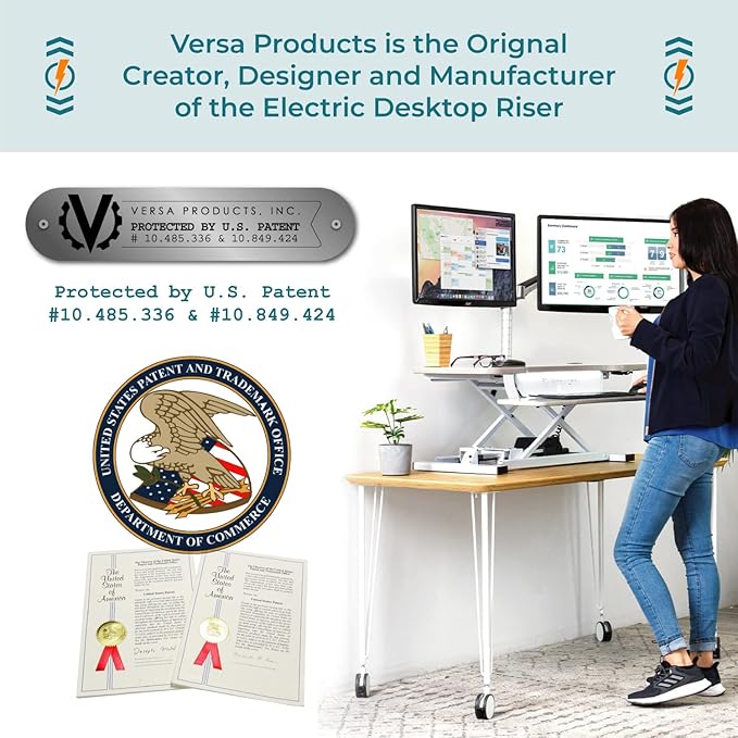 VERSADESK® PowerPro™ 36” x 31” Corner Standing Desk Converter | 36 Inch Electric Adjustable Desk Riser - Sit or Stand w/programmable Controller, Keyboard Tray & USB Hub, Maple