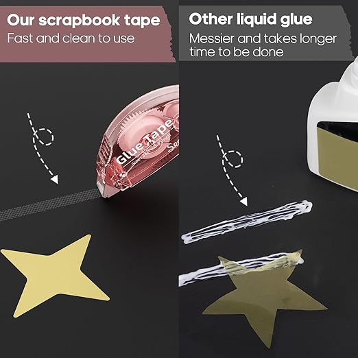 12 Pack Scrapbook Tape, Double Sided Tape Roller for Crafts, Adhesive Glue Runner for Scrapbooking Journal Supplies, Glue Roller School Office Teacher Supply for Kids and Adults, 0.3IN x 26FT