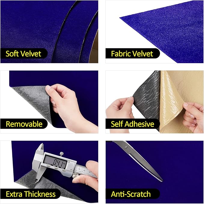 FunStick Sapphire Blue Fabric Wallpaper Peel and Stick Soft Velvet Fabrics Wallpaper Blue Felt Fabric Contact Paper for Cabinets Shelf Liner Self Adhesive Wall Paper for Bedroom Drawers 15.8"x78.8"