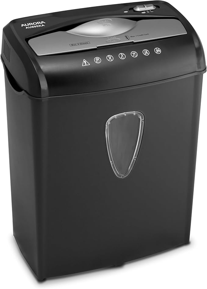 Aurora AU895XA 8-Sheet Professional Cross-Cut Paper and Credit Card Shredder