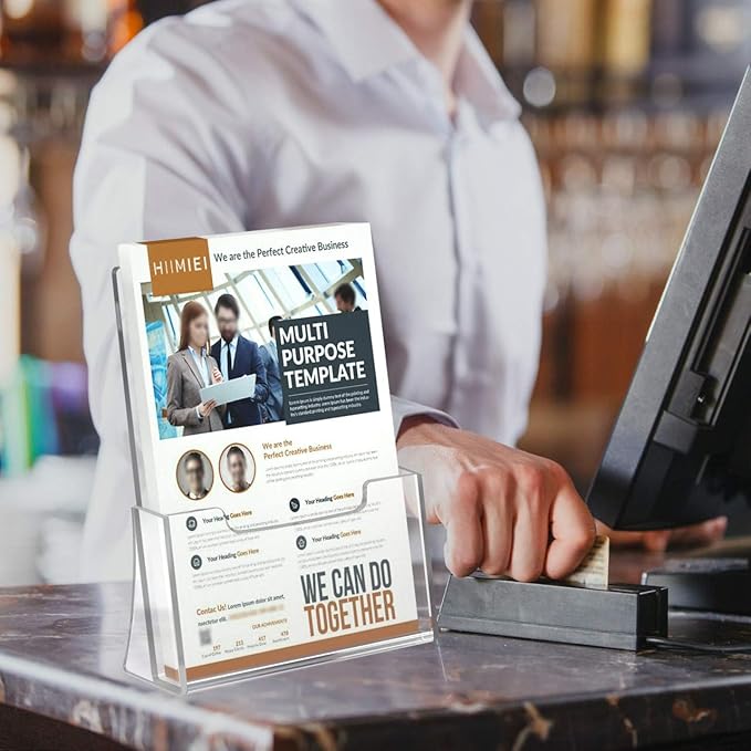 HIIMIEI 2 Pack 4 inch Wide Acrylic Brochure Holders for Pamphlets, Cards, Brochures, Magazines, Literature, Pamphlets Display Stand for Countertop