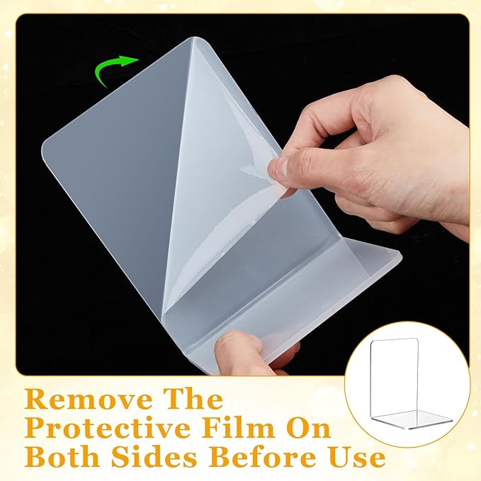 Maitys 75 Pcs Plastic Book Ends Bulk Clear Acrylic Bookends for Shelves Decorative Book Organizer Heavy Duty Holder Office Stoppers Bookshelf Desktop Decor for Movies, CDs, Video Games