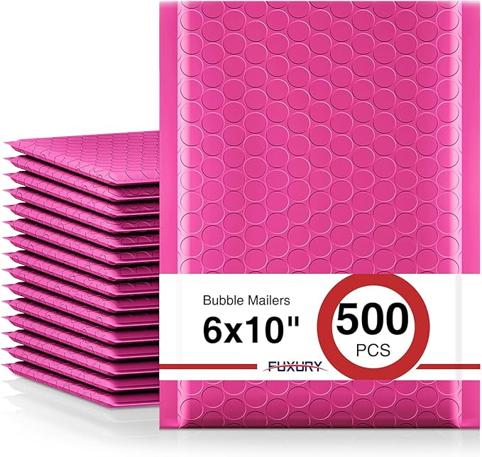 Fuxury 500 Pack Pink Bubble Mailers 6x10 Inch, Small Bubble Shipping Envelopes#0 Thick Bubble Padded Mailer Strong Adhesion Padded Envelopes for Mailing Jewelry,Makeup