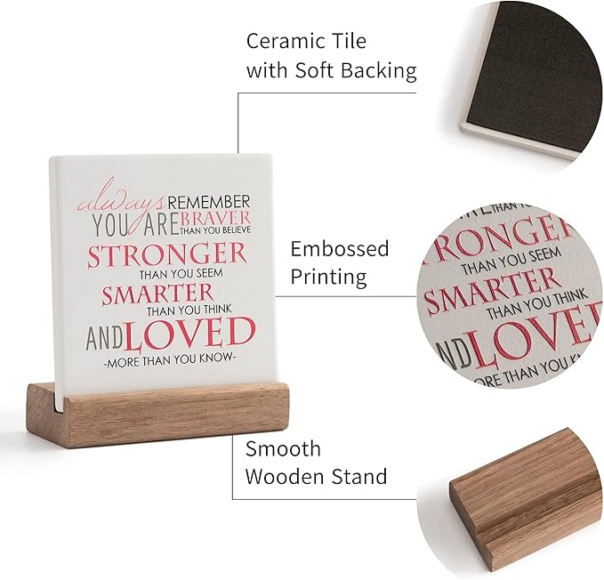 Lukiejac Inspirational Quotes Desk Decor Gifts For Women Best Friend Encouragement Cheer Up Gifts Office Inspiration Positive Plaque With Wooden Stand For Coworker Motivational Sign For Birthday (Red)