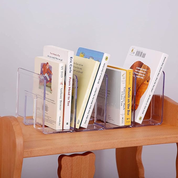 YAGELI Clear Acrylic Desk File Sorter Purse/Handbag Organizer Clutch Divider Mesh Folder Office Supplies Stand Bookshelf (3 Sections) (2Pack-4Sections)