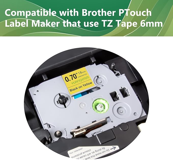 TZe-641 18mm TZe TZ Yellow Tape Compatible with Brother P Touch Label Maker Tape TZ-641 TZe641 TZ641 Label Tape 18mm 0.7 Laminated Black on Yellow for PT-D400AD PT-D610BT Printer, 3-Pack