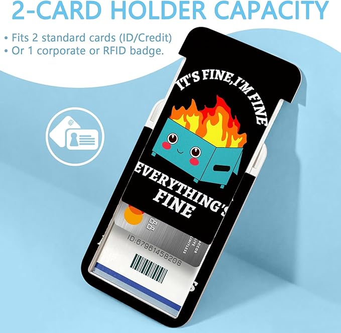 Dumpster on Fire Lanyards for ID Badges and Keys, Funny Badge Reel Retractable Heavy Duty with 360° Swivel Carabiner Clip, I'm Fine ID Badge Holder with Breakaway Lanyard, Teacher Nurse Office Gifts