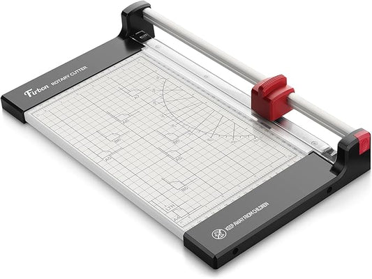 Firbon 12" Rotary Paper Trimmer with Replaceable Blade, Heavy Duty 12-Sheet Capacity Cutter for Cardstock, Photos, Scrapbooking, Office, School & Studio