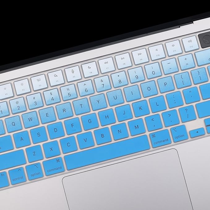 2 Pack Keyboard Cover for 2025-2021 MacBook Pro 14" 16" M4 M3 M2 M1 Pro/Max, 2025-2023 MacBook Air 13" 15" M4 M3 M2, Ultra Thin Keyboard Skin for 14.2" 16.2" MacBook Pro /13.6" 15.3" US-Ombreblue