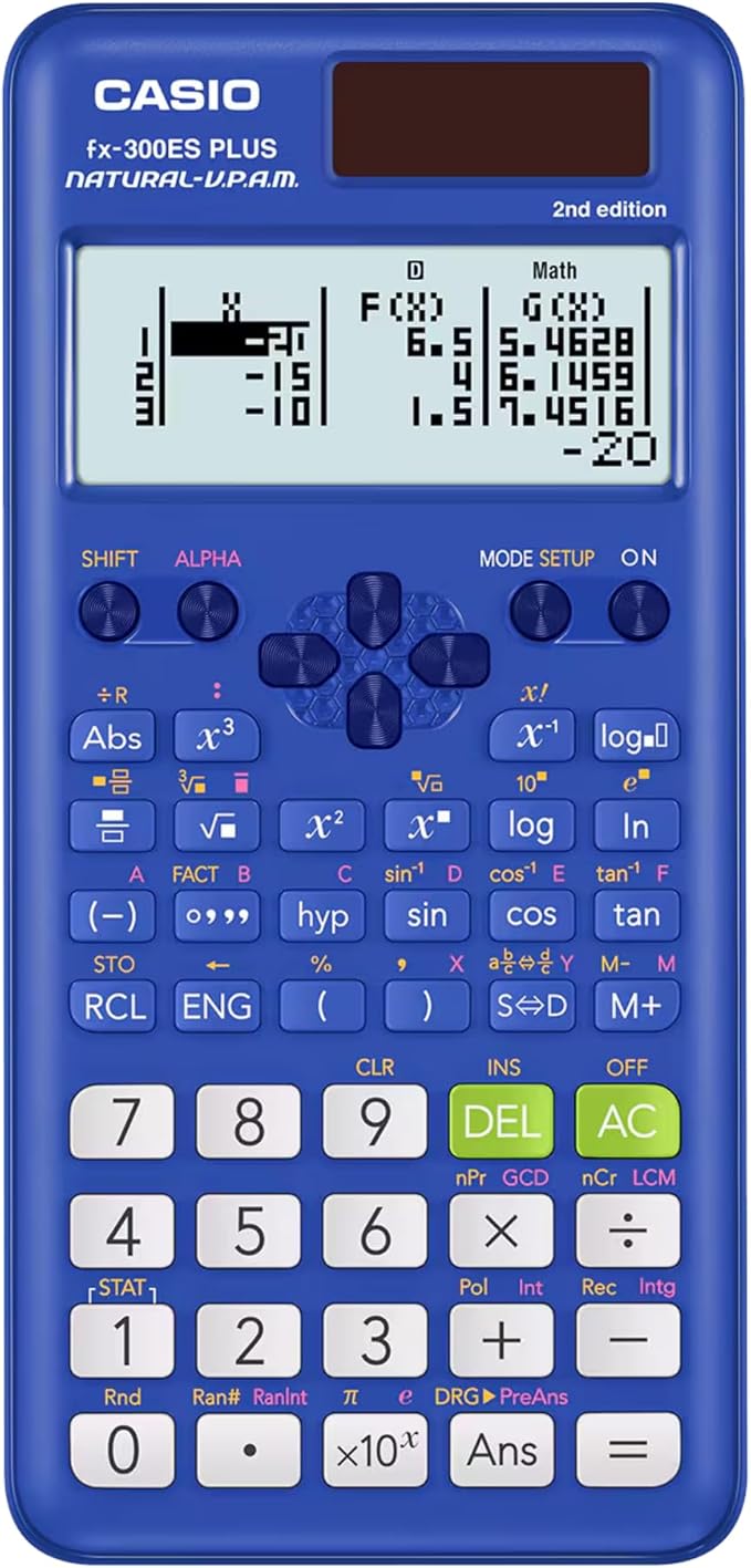 Casio fx-300ES Plus 2nd Edition – Standard Scientific Calculator | 262 Functions, Natural Textbook Display℠ | Ideal for Middle School, High School Math, Statistics & Algebra | Blue (Pack of 2)