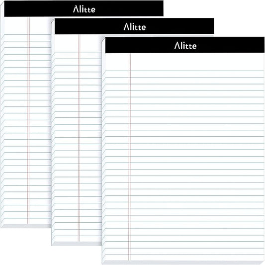 Legal Notepads 8.5 x 11, Pack of 3 - Perforated Wide Ruled Writing Pad - Premium Thick Paper, No Ink Bleeding - Blank Legal Pads For Home, Office, School, Business - 50 Sheets Per Notebook