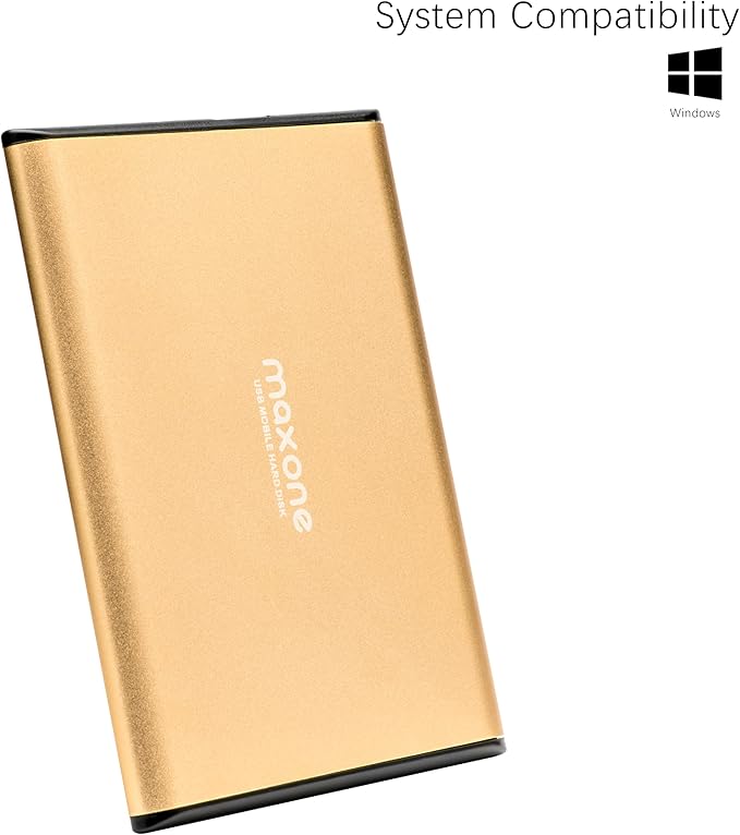 Maxone 250GB External Hard Drive Portable 2.5'' Ultra Slim HDD Storage USB 3.0 Compatible with PC, Laptop, Gold