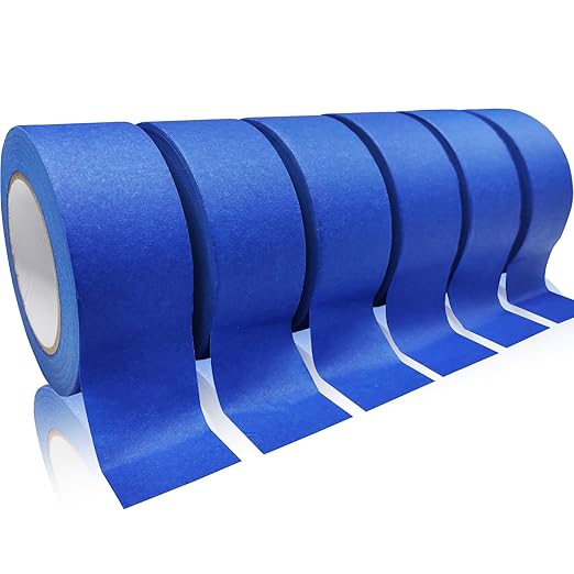 6 Rolls Masking Tape, Blue Painters Tape, Artist Painter's Painting Paper Tape for Multi-Purpose Wall Paint, DIY Crafts & Arts, Scrapbook, Decoration, Labeling, Edge Finishing (1.88Inch x 60.1Yard)
