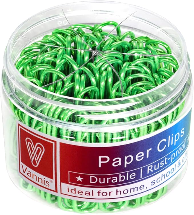 PaperClips Assorted Sizes 400 Pieces, 2"（50mm） Green Large Paper Clips and 1.3" （33mm） Paper Clips Medium Size, Sturdy Coated PaperClips Smooth for Office School and Personal Use