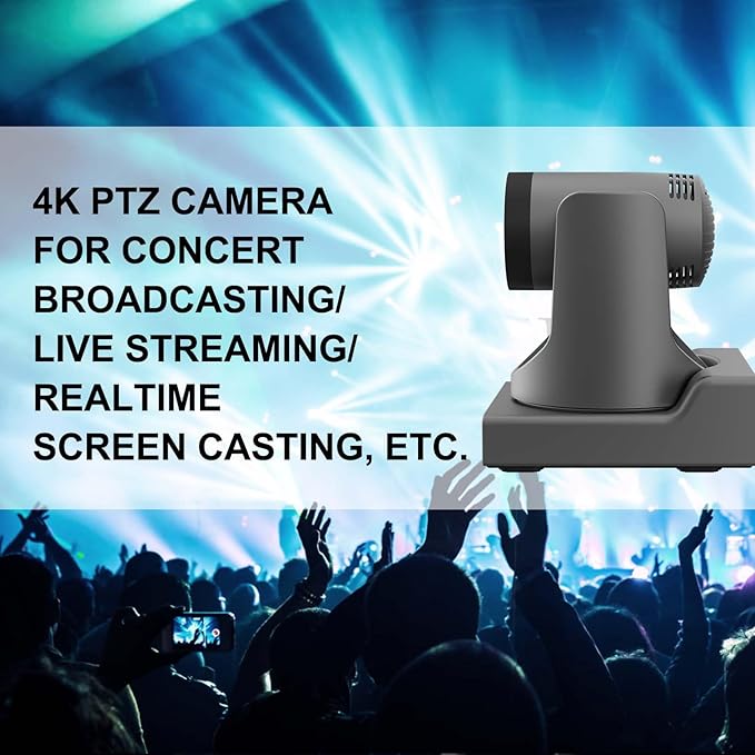 PTZ Camera, 4K 20X HDMI Camera Support AI Optical Zoom Video and POE with Network IP Live Streaming, Simultaneous 3G-SDI and USB Video Output, for Conferences, Church, Teaching