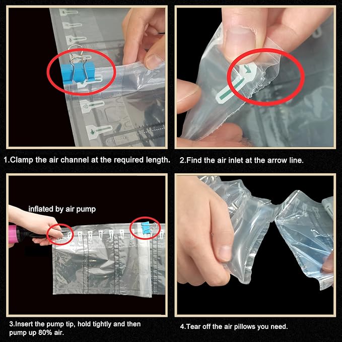 Air Pillows for Shipping with Pump Packaging Air Bags 800 Count Inflatable Shipping Supplies Box Filler Packing Materials for Moving, Purse Stuffers for Shape 3.54" x 7.87", 236 ft