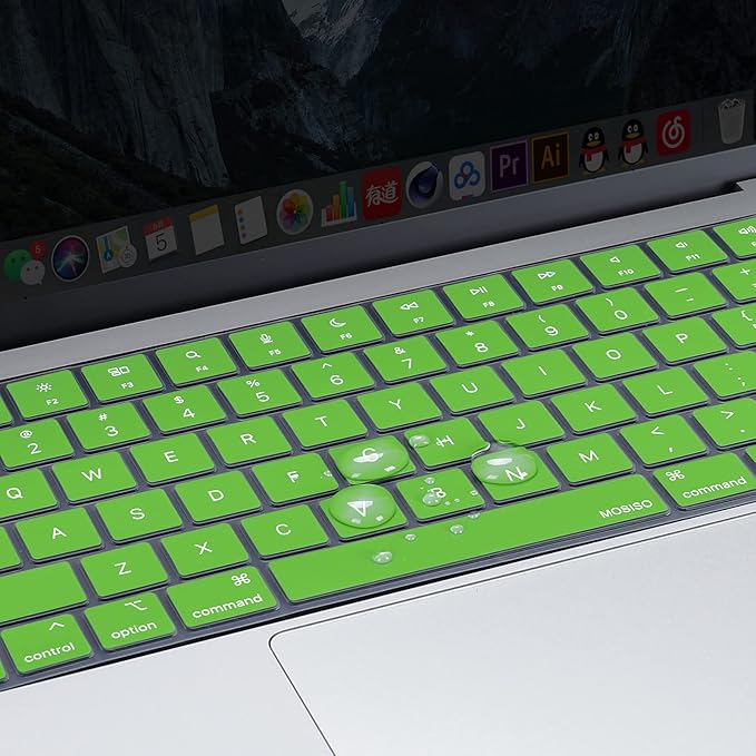 MOSISO Keyboard Cover Skin Compatible with MacBook Air 15 inch M3 A3114 M2 A2941/Air 13.6 A3113 A2681/Pro 14/16 M4 M3 M2 M1, Lime Green