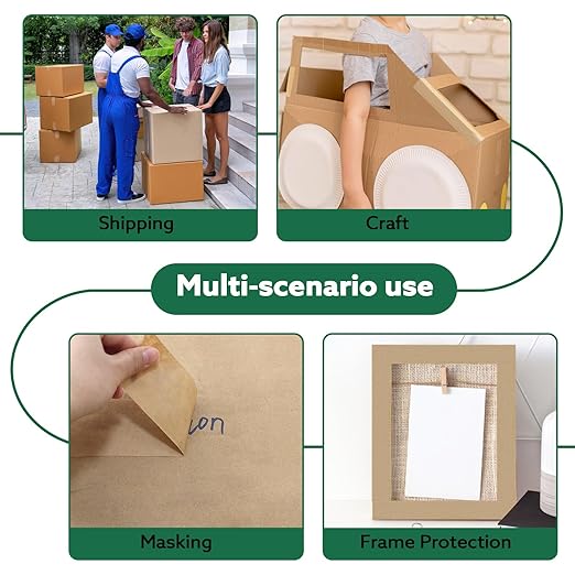 6 Rolls Brown Packing Tape 2 Inch Bulk, 2025 Upgrade Kraft Paper Packaging Tape, 2 Inch x 55 Yards, Cardboard Shipping for Packing Boxes, Tear by Hand for Express Parcels & Office Use