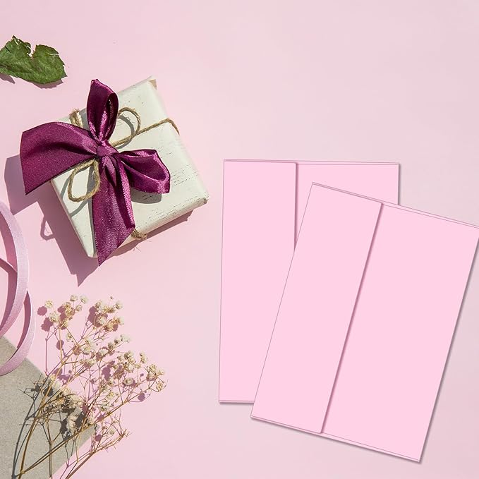 100 Packs 5x7 envelopes, A7 White Envelopes for Invitations Self Seal Printable for Greeting Cards, Weddings, Invitations, Photos, Postcards, Mailing (Pink)