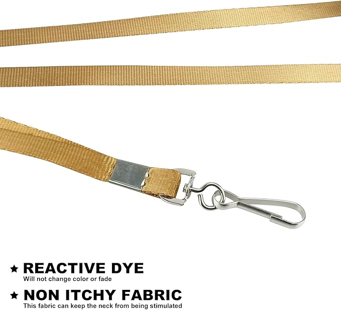 Bulk Lanyards Lanyards for ID Badges,Lanyards with Swivel Hook Clips for Name Tag Lanyard ID Holder (Gold, 100 packs)