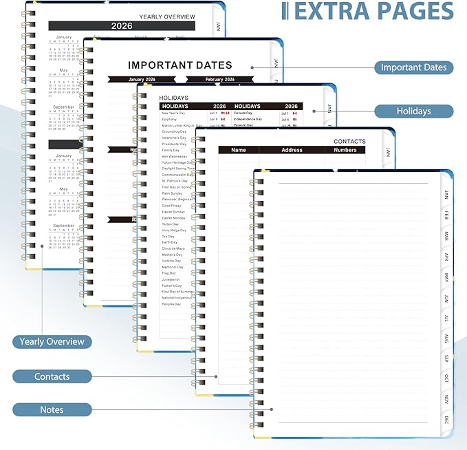 2026 Planner, Weekly and Monthly Calendar Agenda Book, Jan 2026 - Dec 2026, Hardcover Planning Academic Planner for Office School Supplies and Desk Accessories - A5 (6.3'' x 8.5'')