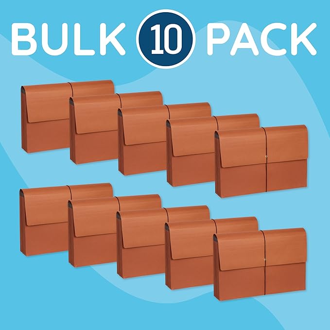 Blue Summit Accordion File Wallet with Flap and Cord Closure, Legal Size, 5.25” Expansion – 10 Pack