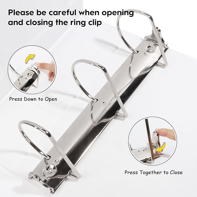 Comix Durable 3 Ring Binder, 4 inch D Ring Binders, Hold 835 Sheets of US Letter Size Paper, 2 Pack (White)