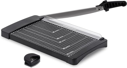 TIANSE Paper Trimmer Paper Cutter Guillotine with Safety Blade Lock 12” 8 to 12 Sheet Capacity Heavy Duty Metal Base A4 Paper Cutting Board for Home Office School