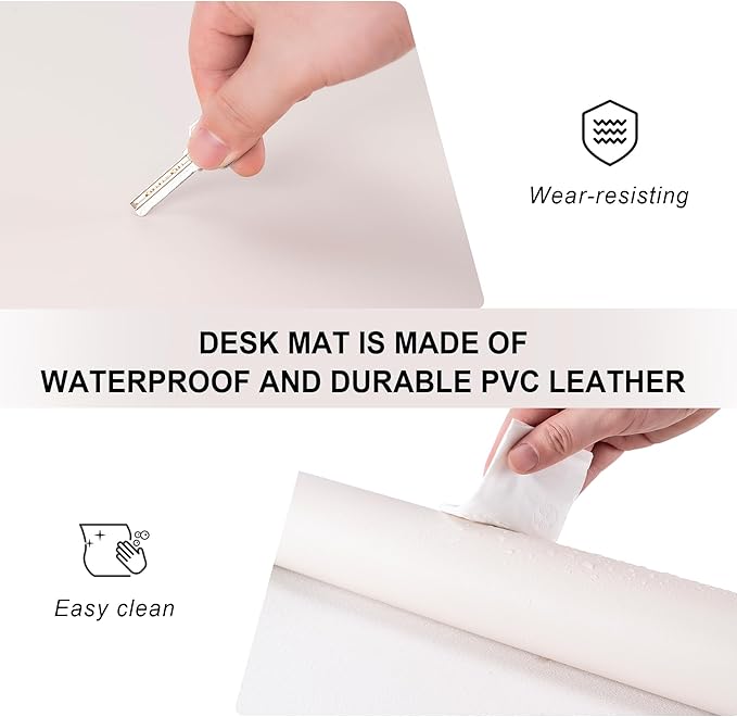 Leather Desk Pad Protector,Non-Slip Desk Pad,on-Slip PU Leather Large Mouse Pad,Easy Clean Desk Protecor Mat,Writing Pad for Office Work/Home/Decor(Pale Green, 35.4" x 17")