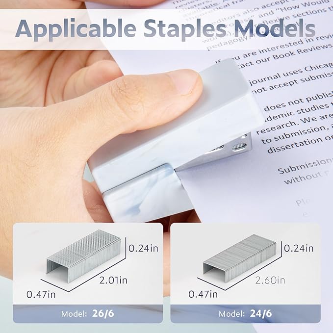 Mini Stapler with 830 Staples, Small Cute Desk Staplers, 25 Sheet Capacity, Fluid Blue