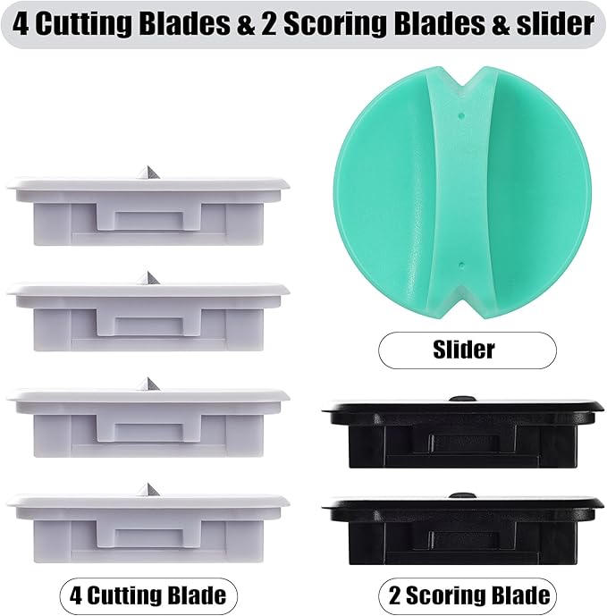 6-Pack Trimmer Replacement Blades for Fiskars Paper Trimmer, Replacement Blade for All Series of Fiskars/Portable&Precision Trimmer,Arts and Crafts,4 Cutting&2 Scoring Blades,Slider,Ice Blue