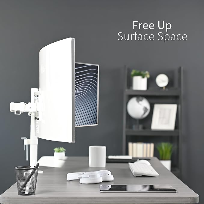 VIVO Dual Ultrawide Monitor Desk Mount, Heavy Duty Fully Adjustable Steel Stand, Holds 2 Computer Screens up to 38 inches and Max 22lbs Each, White, STAND-V038W