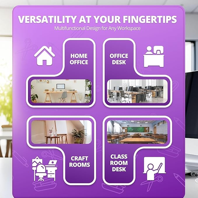 Flexzion Desk Caddy Organizer Set (Purple) - Metal Mesh Desktop Caddy with Drawers, 6 Compartments, and Pencil Holder for Women & Men - Desktop Organizer and Storage for Work or Office Supplies