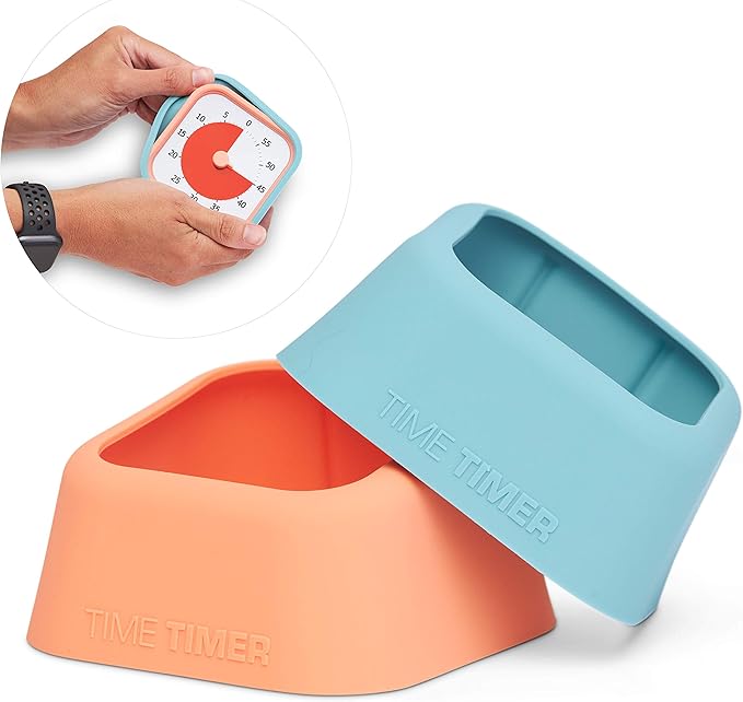 TIME TIMER Home MOD Color Cases - for Classroom Learning, Homeschool Study Tool, Student Desk Clock and Office Meetings with Silent Operation (2-Pack), Orange & Blue Pack