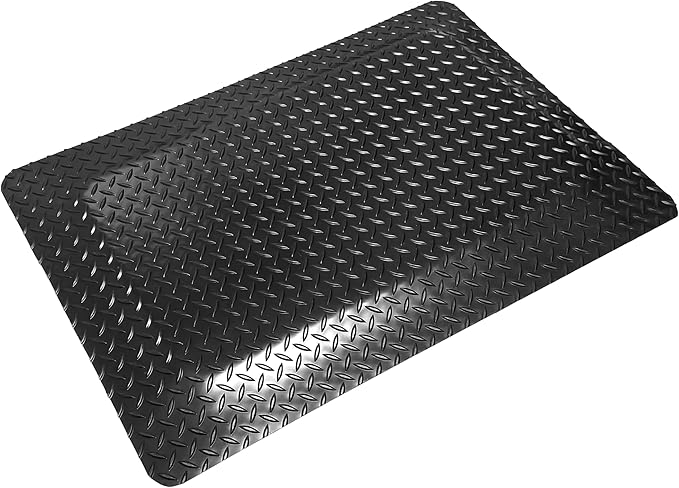 Rhino Mats, American Classic Diamond Anti-Fatigue Mats, Industrial Ergonomic Comfort Standing Mat for Work, Home, Garage, Office, Kitchen or Anywhere (Black 9/16" Thick, 3 FT. x 21 FT.)