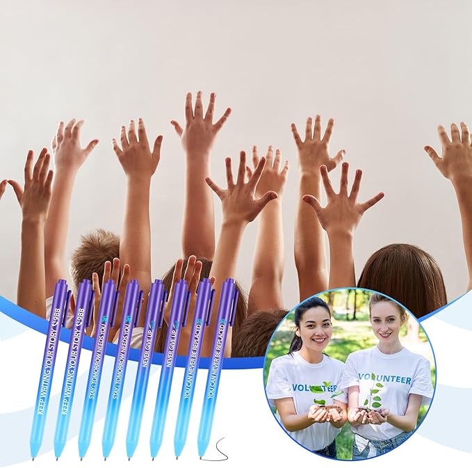 Jetec 100 Pcs Suicide Prevention Awareness Ribbon Pens Bulk Black Ink Retractable Fine Tip Ballpoint Pens with Gradient Color for Charity Volunteers Activity (Suicide Prevention)