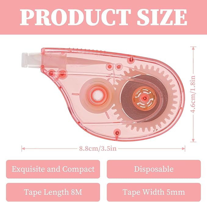 White Correction Tape Whiteout Correction Tape - Easy to Use, Instant Correct Wrong Writing at Anytime, Writing Supplies for Office and School - 6 Packs