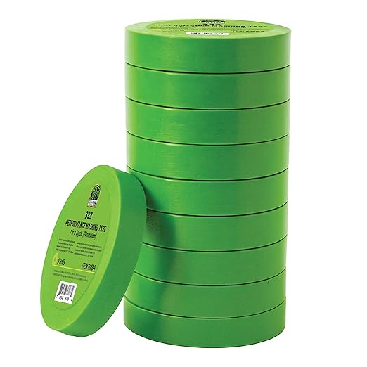 LAUCO DINOGREN High Performance Masking Tape for Car Paint, Heat & Water Resistant, Multi-Purpose Green (1 in (9 Rolls))