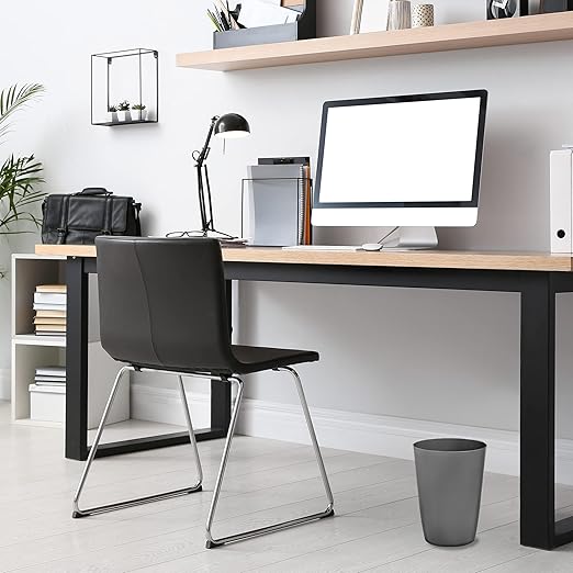 Mini Waste Basket - Durable Small Plastic Garbage Trash Can Bin - Lidless Open-Top Rectangular Slim Profile for Compact Spaces - Suitable for Home, Bathroom, Office, Bedroom, Kitchen and More (2-Pack, Grey)