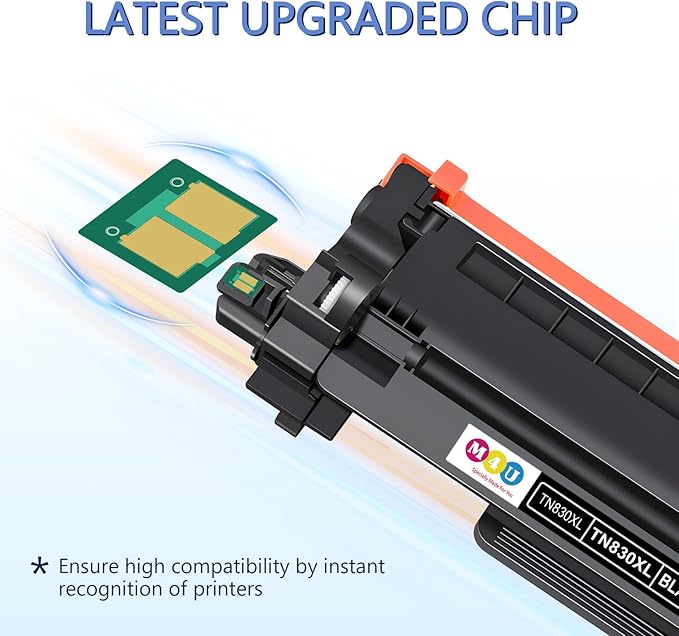 TN830XL Toner Cartridge(with Chip) 4 Pack Black Compatible with Brother TN830XL Toner Cartridge, Working with HL-L2460DW MFC-L2820DW MFC-L2820DWXL HL-L2400D HL-L2405W DCP-L2640DW HL-L2480DW Printer